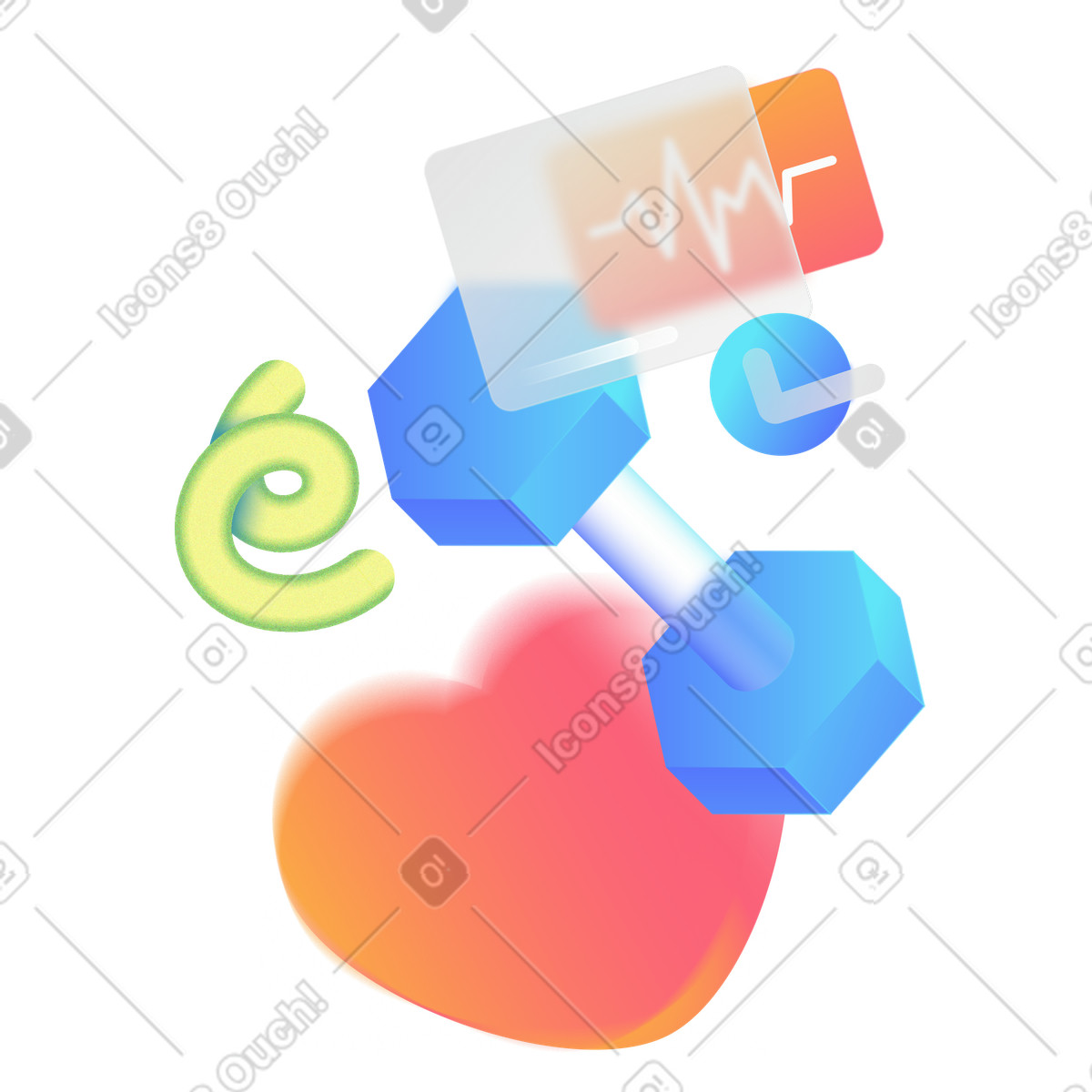 Illustration Fitness cardio pour un cœur en bonne santé dans le style Morphis à télécharger aux formats PNG, SVG