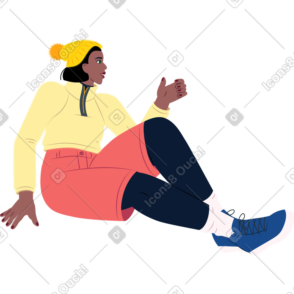Young woman hiking illustration in Everyday style download in PNG, SVG