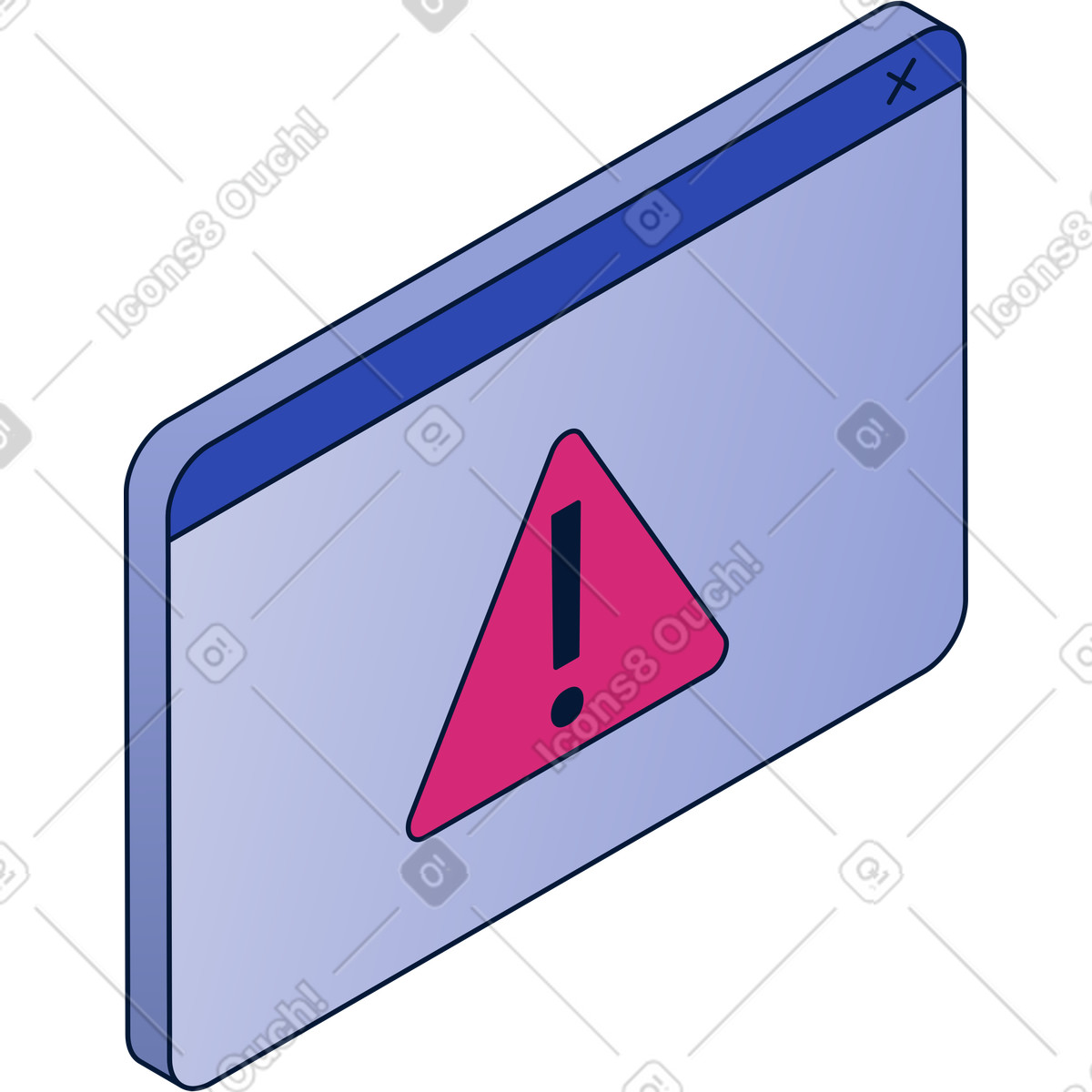 Ilustración Ventana emergente de error isométrica en estilo Neat a descargar en PNG y SVG