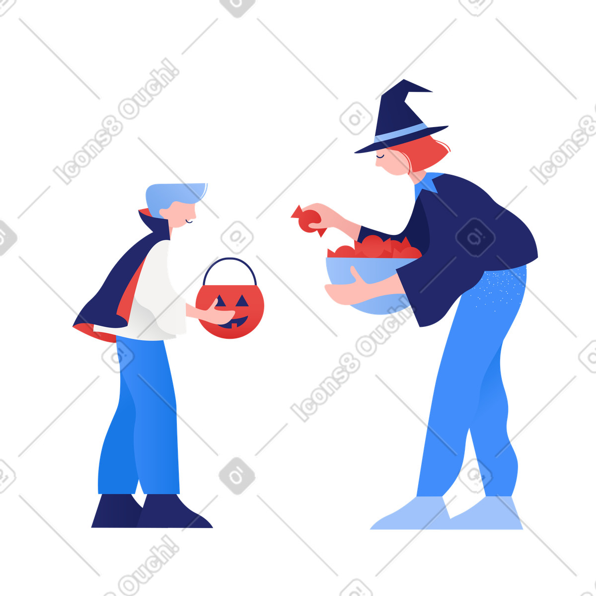 Ilustración Truco o trato en estilo Clip a descargar en PNG y SVG