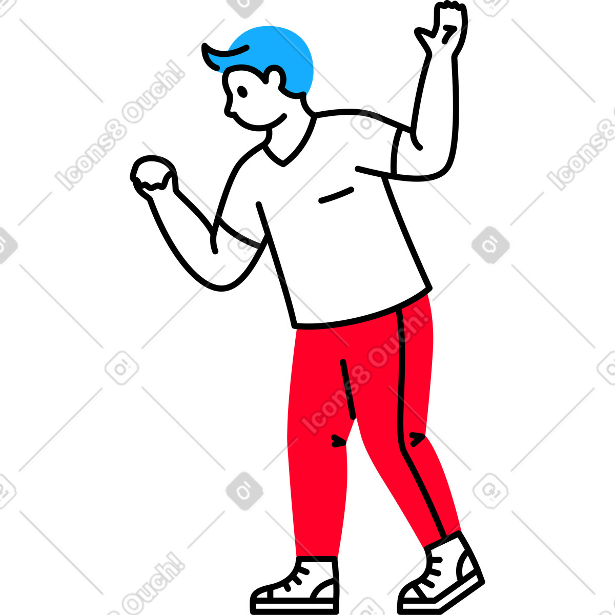下载 Transistor 风格的 Man nurse raised his hands 插画，支持 PNG、SVG 格式