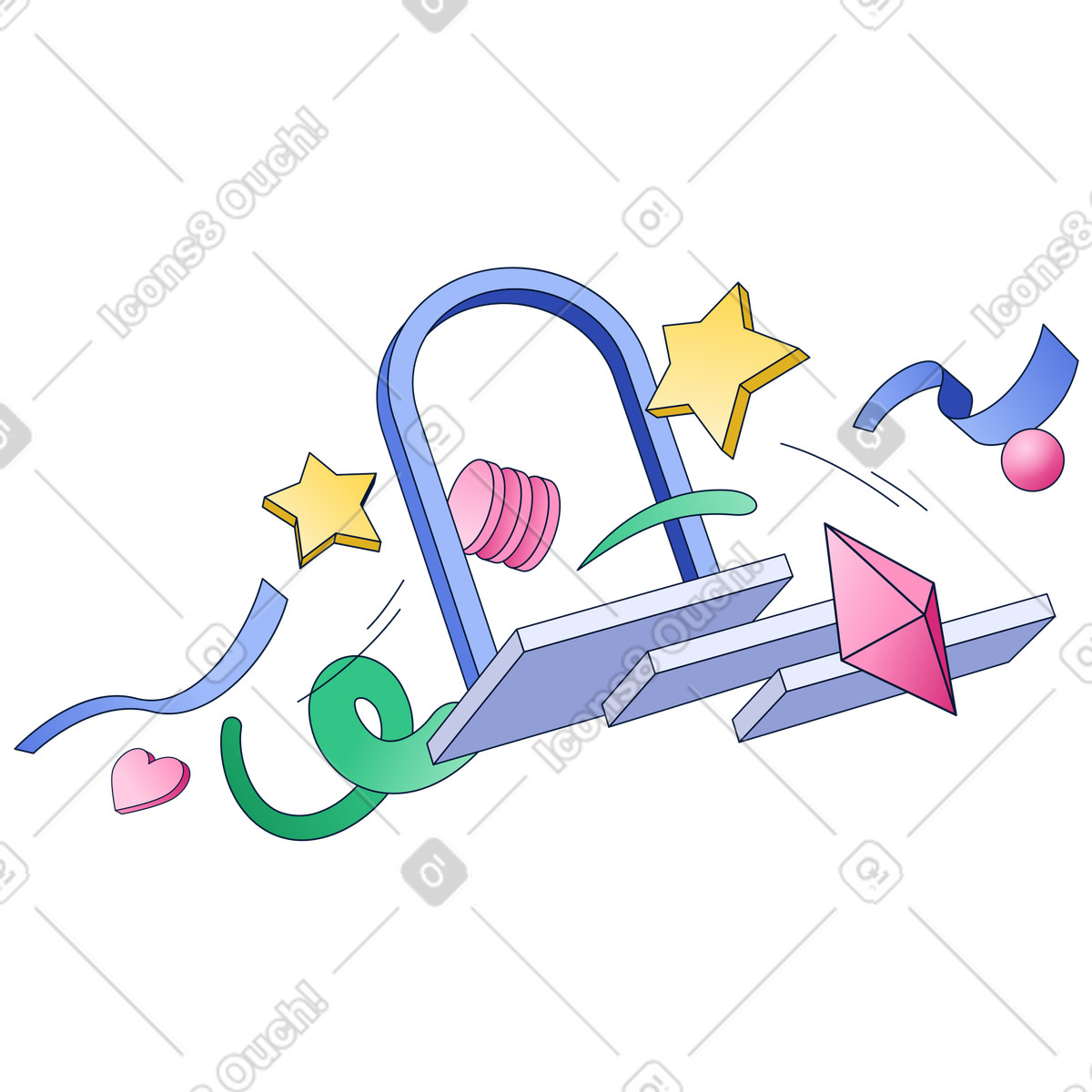 Abstract figures flying through the arch, Data flow illustration in Neat style download in PNG, SVG