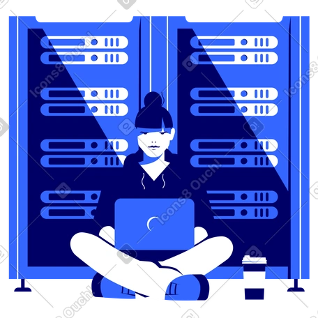 It worker in a server room PNG, SVG