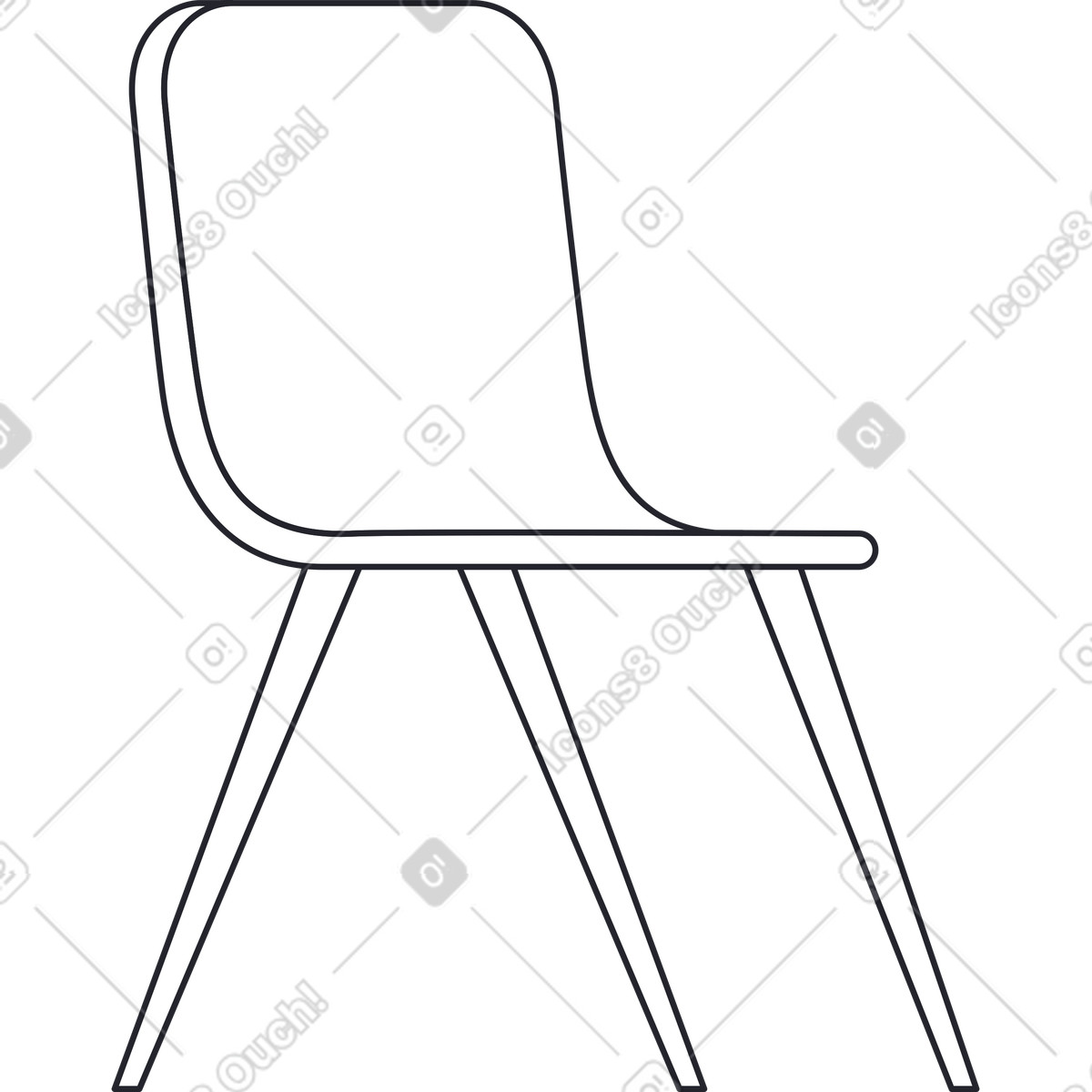 Illustration Chaise blanche à trois pieds dans le style Grapy télécharger aux formats PNG, SVG