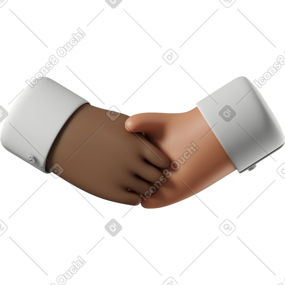 Stretta di mano pelle marrone e mani abbronzata illustrazione in stile 3D Hands Fun&Wild scarica in PNG, SVG