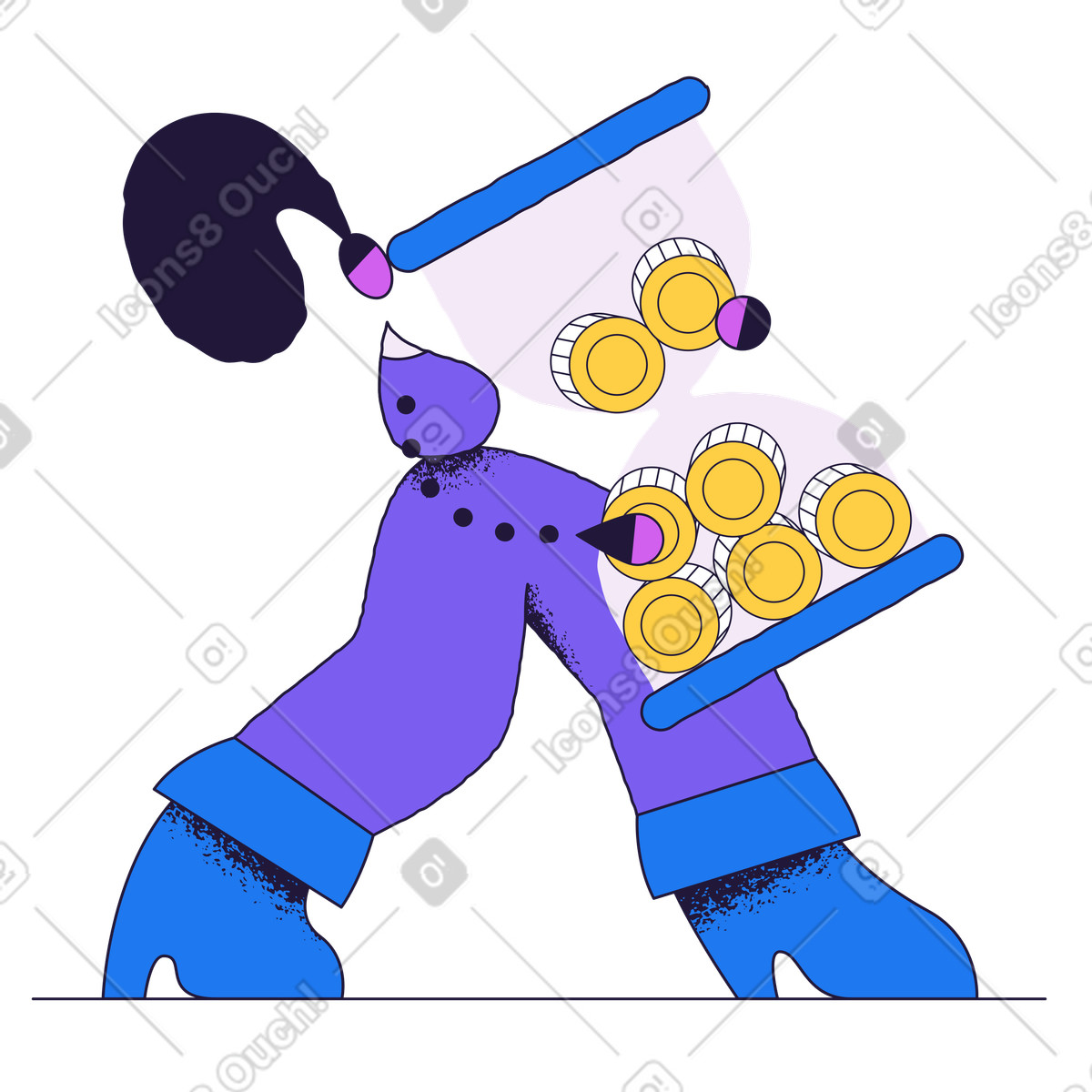 Time efficiency and business value, money saving productivity concept illustration in Conifer style download in PNG, SVG
