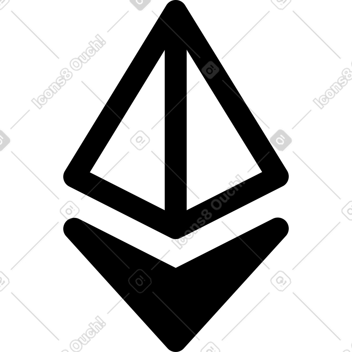 Illustration Icône de crypto-monnaie ethereum dans le style Transistor à télécharger aux formats PNG, SVG