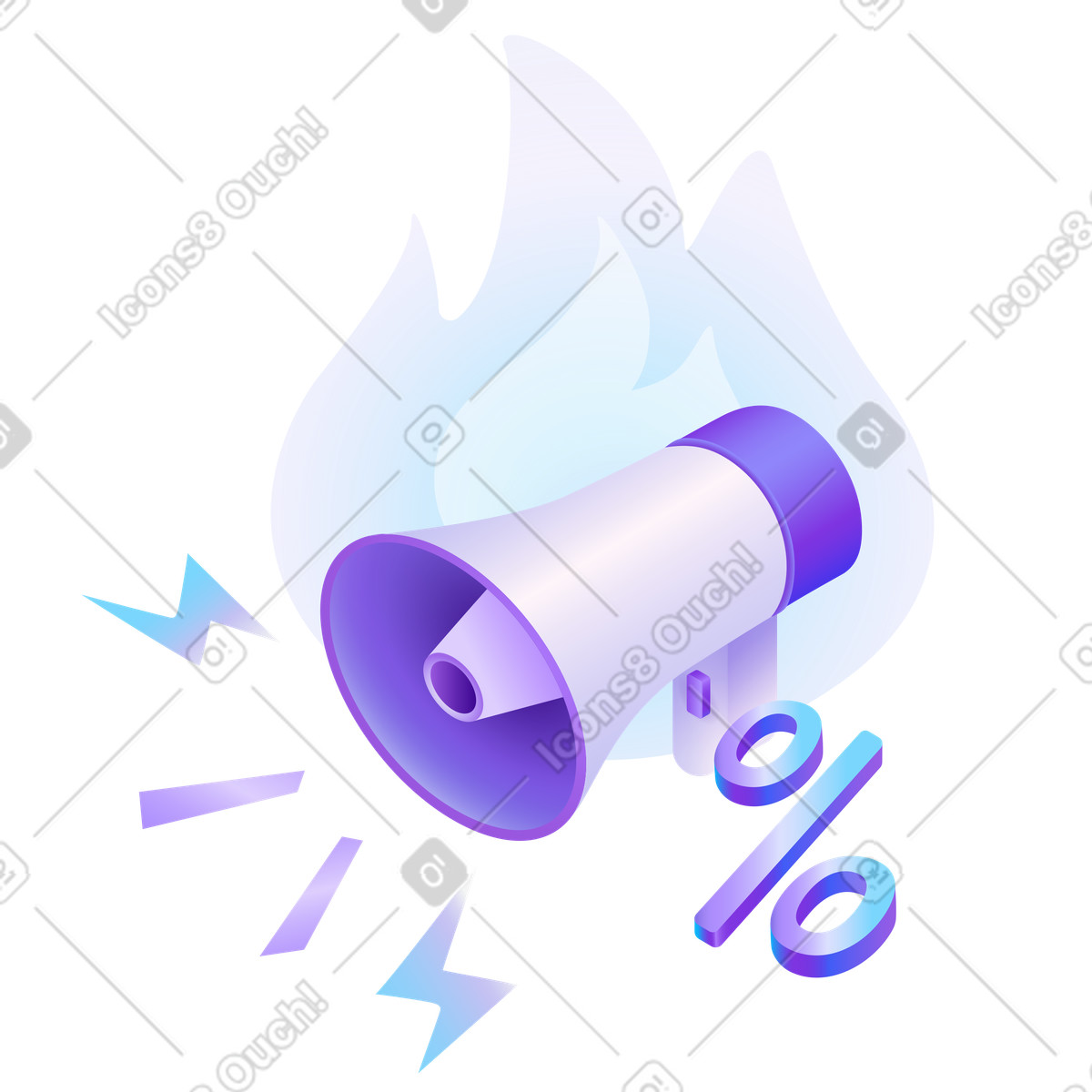 Ilustración Alerta de promoción destacada y notificación oferta especial en estilo Hi-tech a descargar en PNG SVG