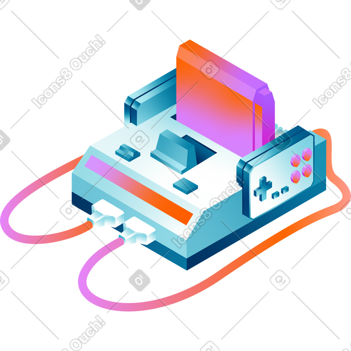 Illustration Console rétro isométrique dans le style Glare à télécharger aux formats PNG, SVG