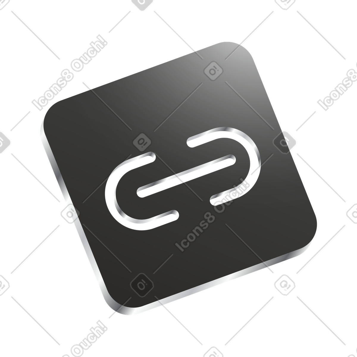 Link symbol on black square button, Hyperlink icon, URL attachment illustration in Token style download in PNG, SVG