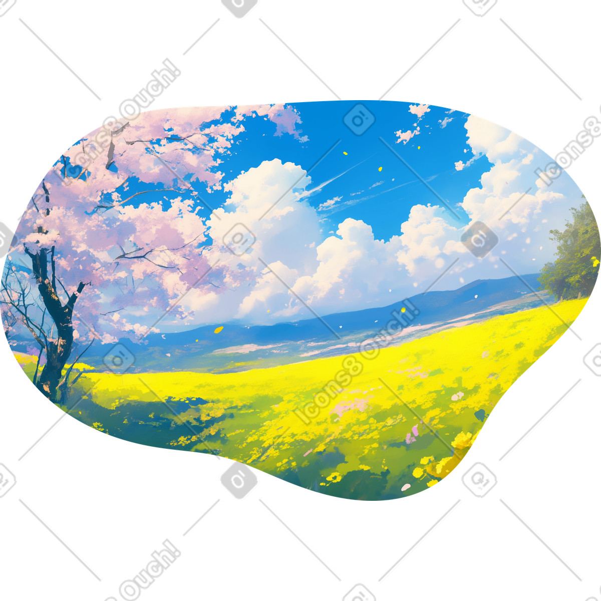 Spring sakura blossom background illustration in PNG, SVG
