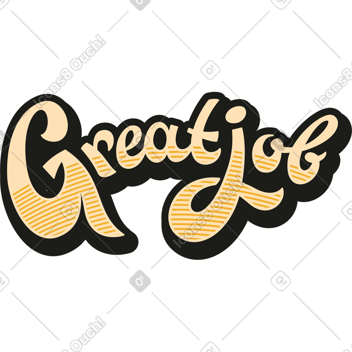 Great job text illustration in Rubber style download in PNG, SVG
