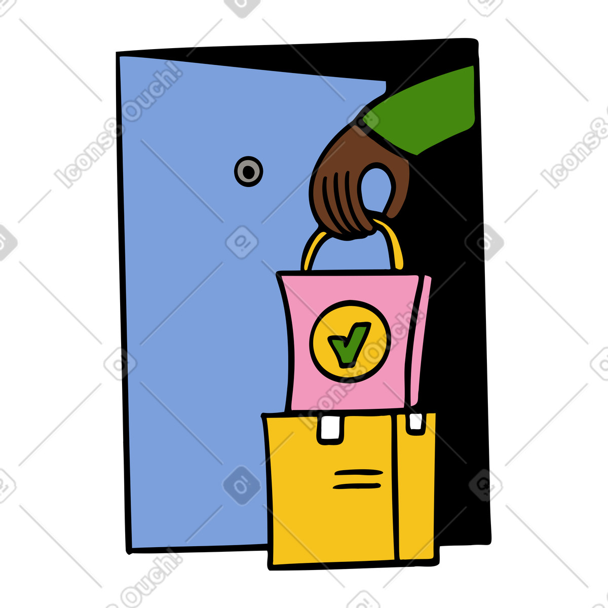 Door to delivery illustration in Comic style download in PNG, SVG