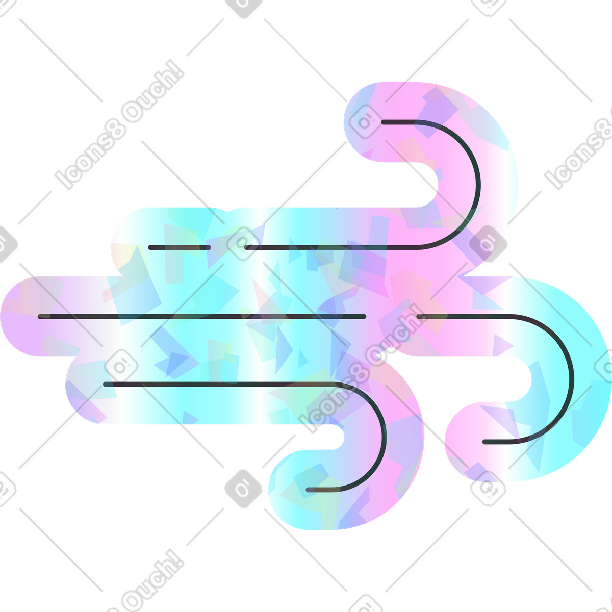 Holostickers スタイルの Wind のイラストをPNG、SVG形式でダウンロード