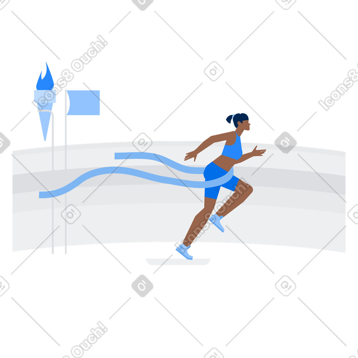 Athlete finished running competition, Sports competition success illustration in Urban style download in PNG, SVG
