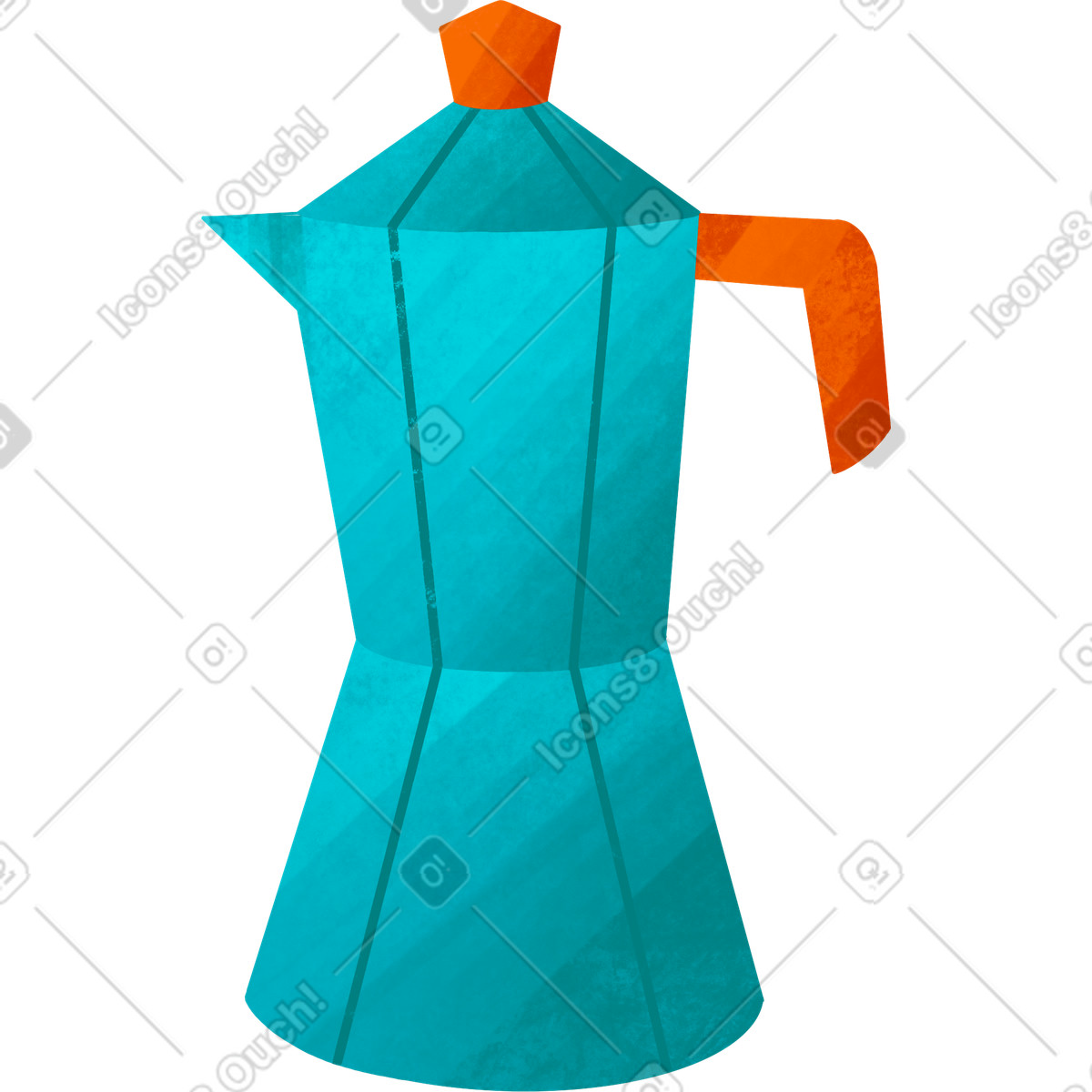 Bonbon 스타일의 Blue coffee maker with orange handle 일러스트레이션 PNG, SVG 다운로드