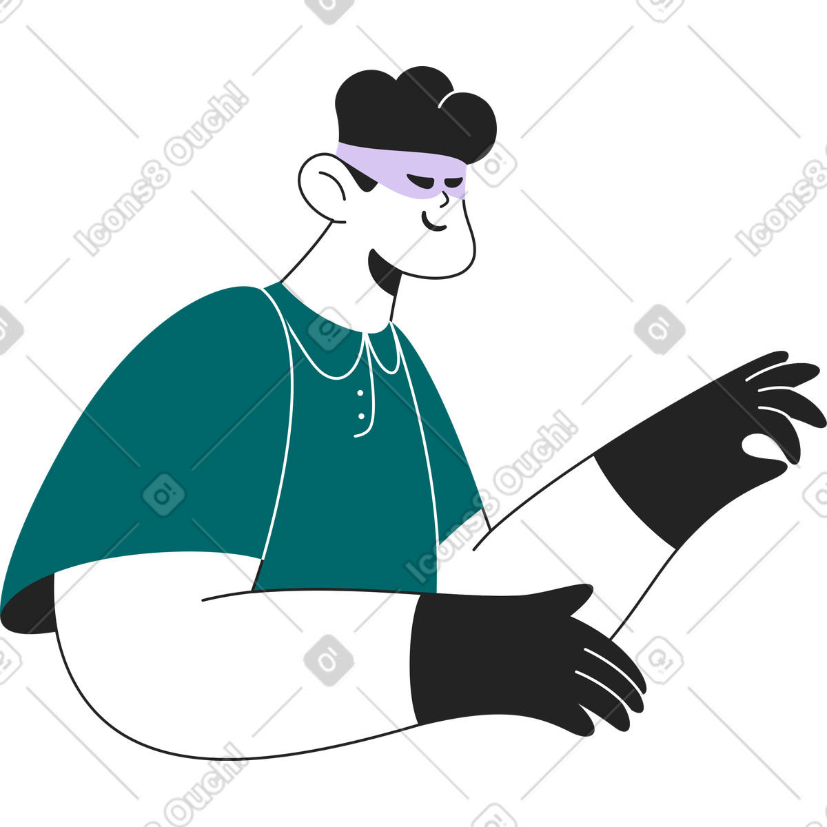 Sammy Line スタイルの 男ハッカー のイラストをPNG、SVG形式でダウンロード