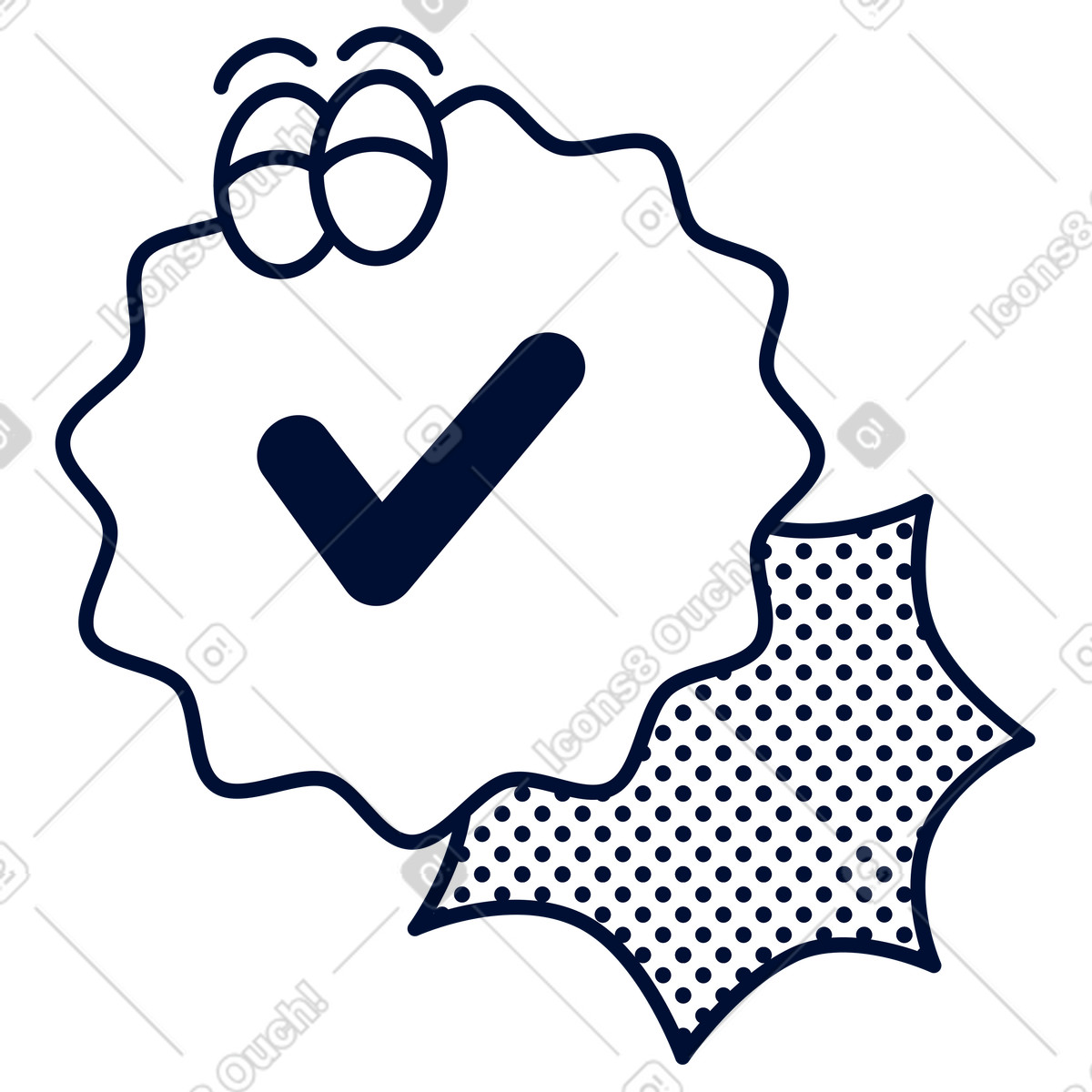 Verification badge, Identity confirmation process, Verified user approval illustration in Blink style download in PNG, SVG