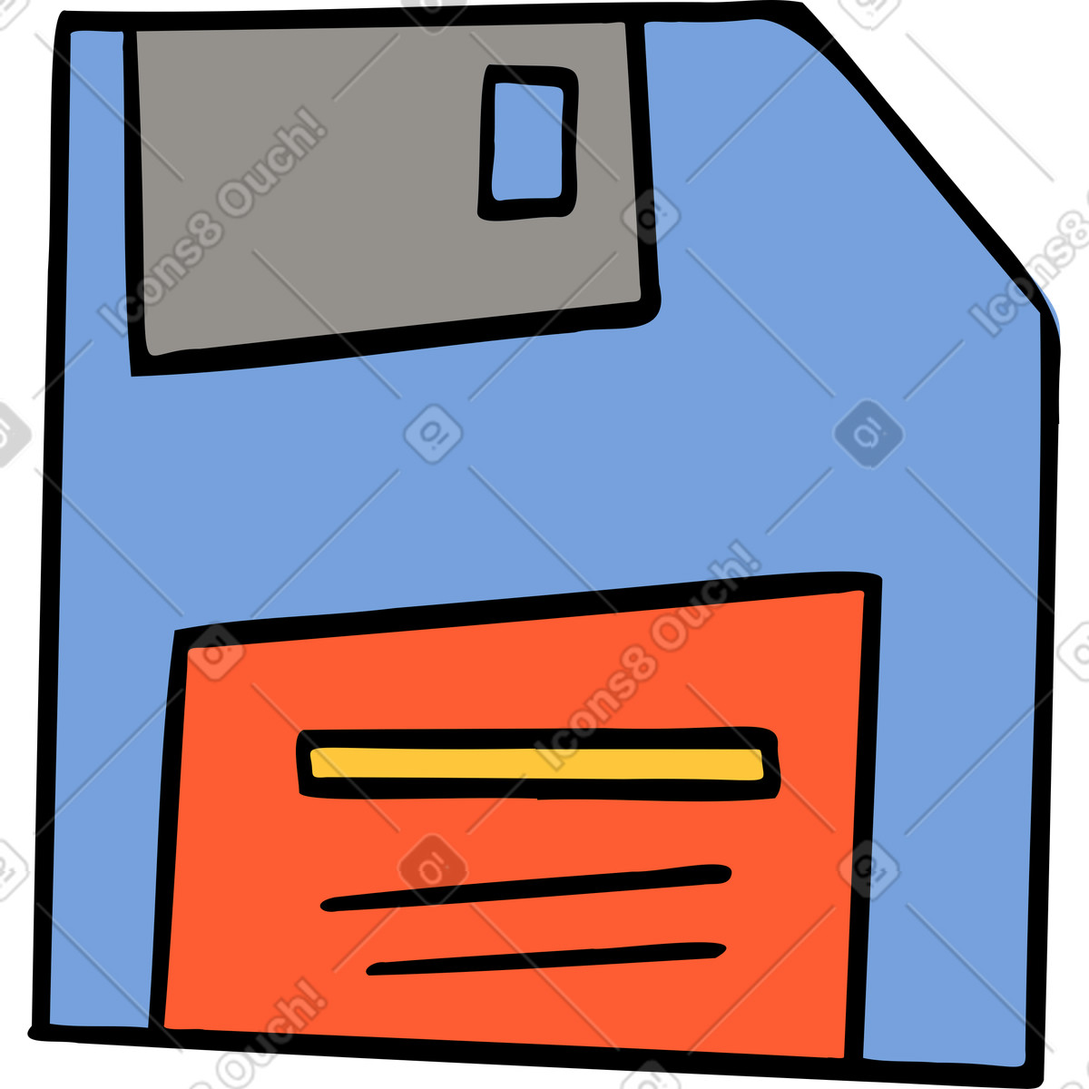 Ilustración Disco flexible en estilo Comic a descargar en PNG y SVG