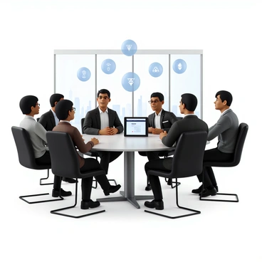 A group of diverse professionals gathered around a sleek, modern conference table. They are reviewing a digital tablet that displays a smart contract. Some individuals are dressed in business attire, while others are in smart casual clothing. Above them, "Ethereum" symbols, represented by stylized logos, float in the air, creating a sense of dynamic interaction. Soft lighting illuminates the scene, highlighting the expressions of focus and engagement on their faces. The background features large windows with a city skyline visible outside, enhancing the atmosphere of a contemporary office setting.