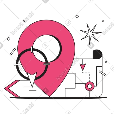 Navigation map with geotag animated illustration in GIF, Lottie (JSON), AE