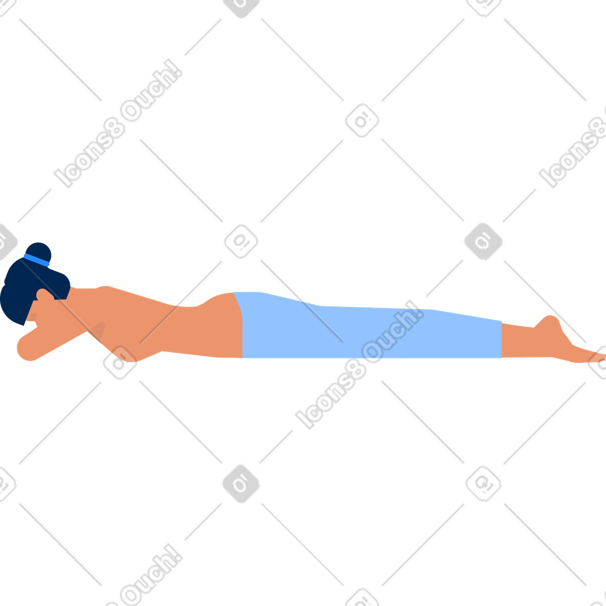 Illustration Femme nue jusqu'à la taille allongée sur le ventre face contre terre dans style Urban à télécharger aux formats PNG, SVG