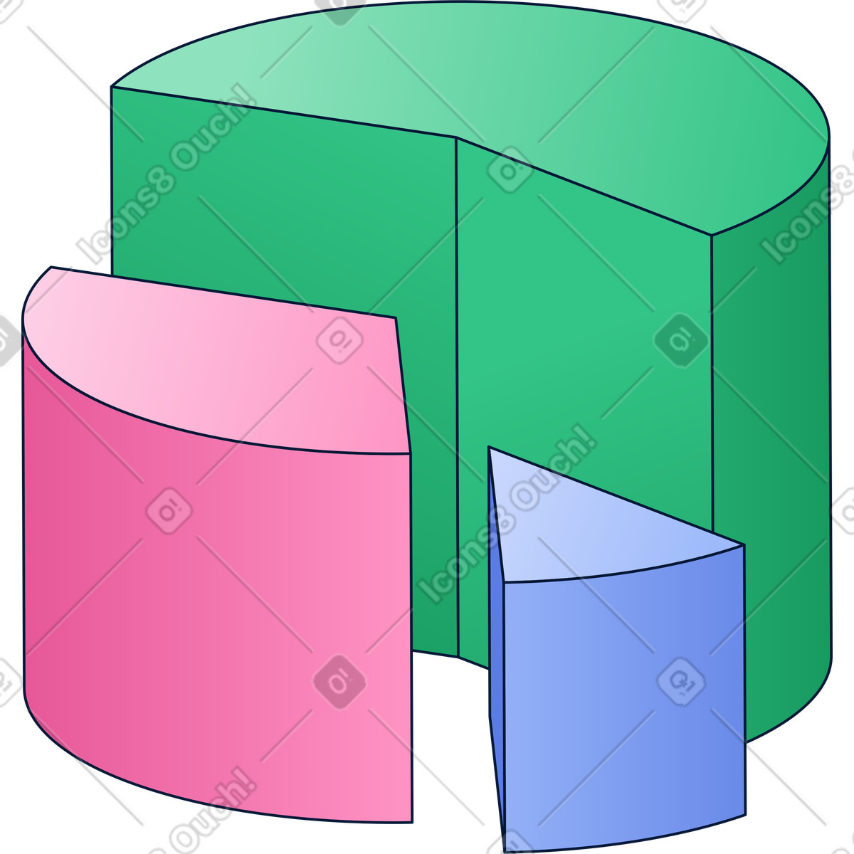Ilustración Gráfico circular volumétrico en estilo Neat a descargar en PNG y SVG