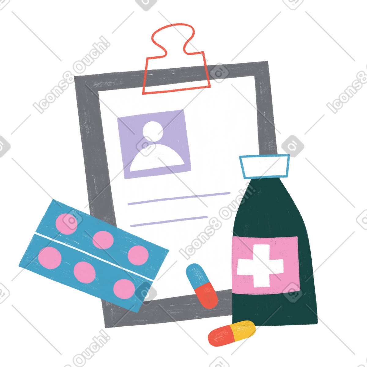 Ilustración Medical id and drugs en estilo Tutti a descargar en PNG y SVG