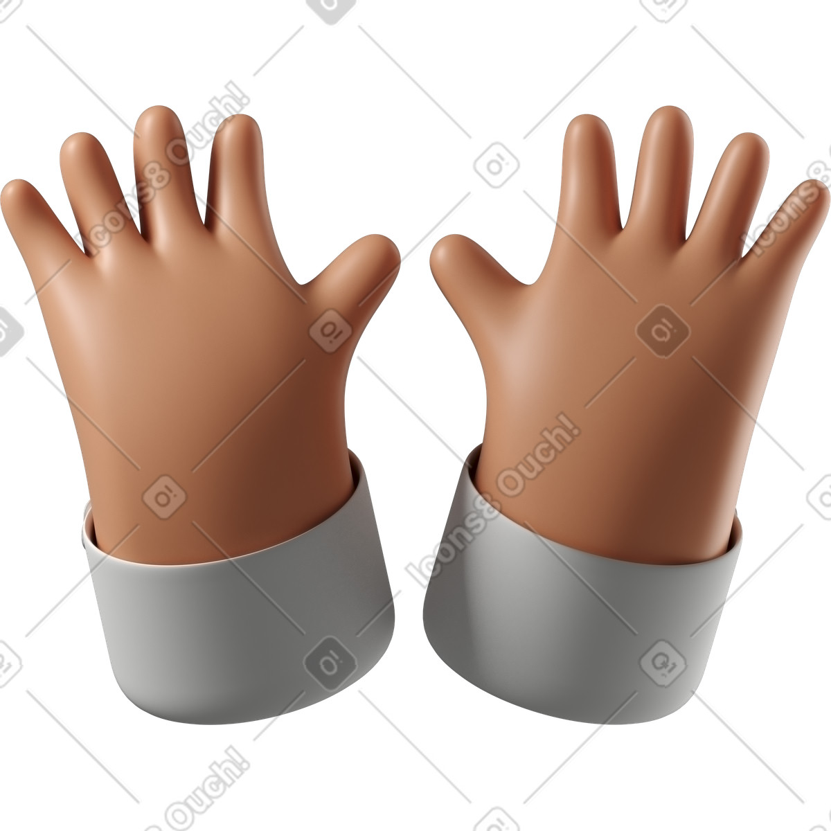Alzando le mani con la pelle abbronzata aperta illustrazione in stile 3D Hands Fun&Wild scarica in PNG, SVG