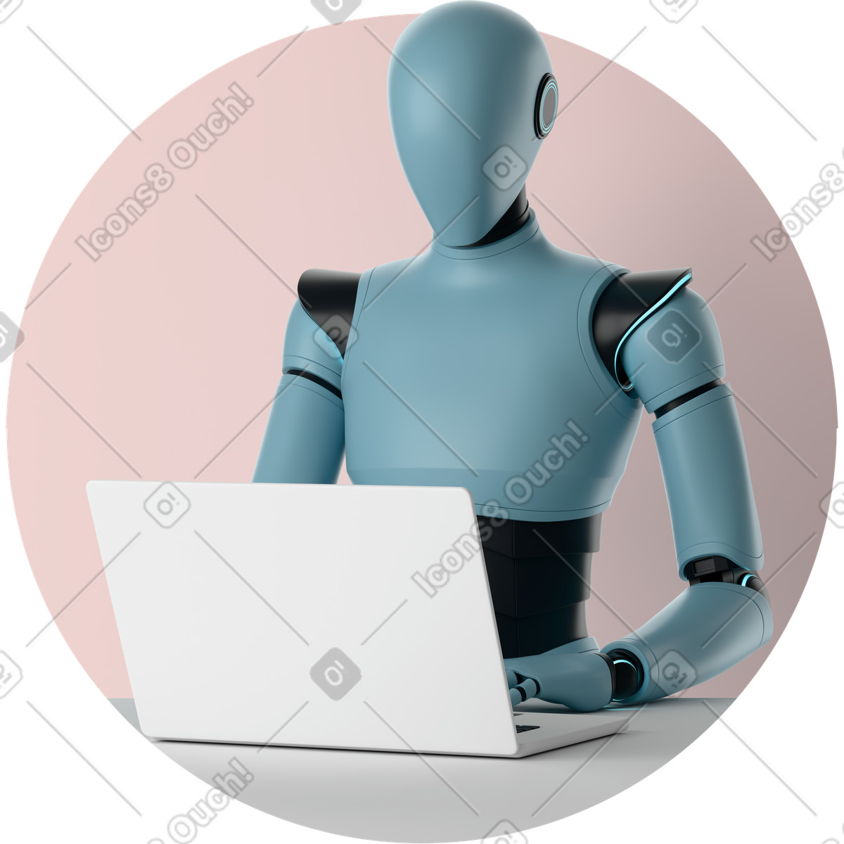 3D Casual life スタイルの AI agent typing on computer, Automation in digital tasks のイラストをPNG、SVG形式でダウンロード