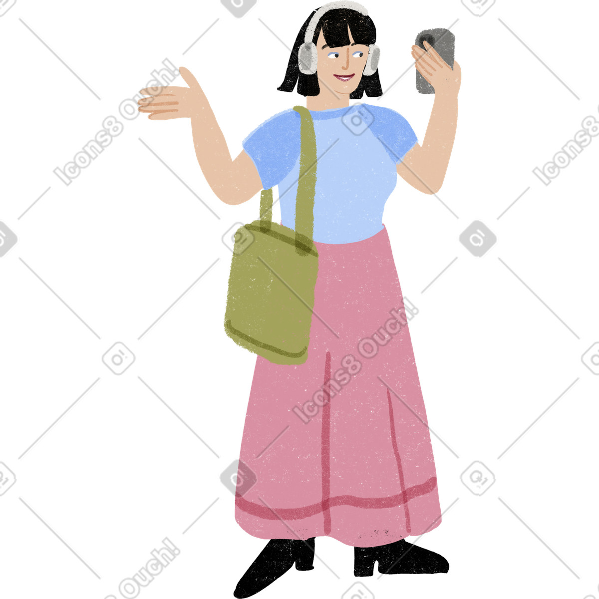 Woman making content filming stories illustrazione in stile Public scarica in PNG, SVG