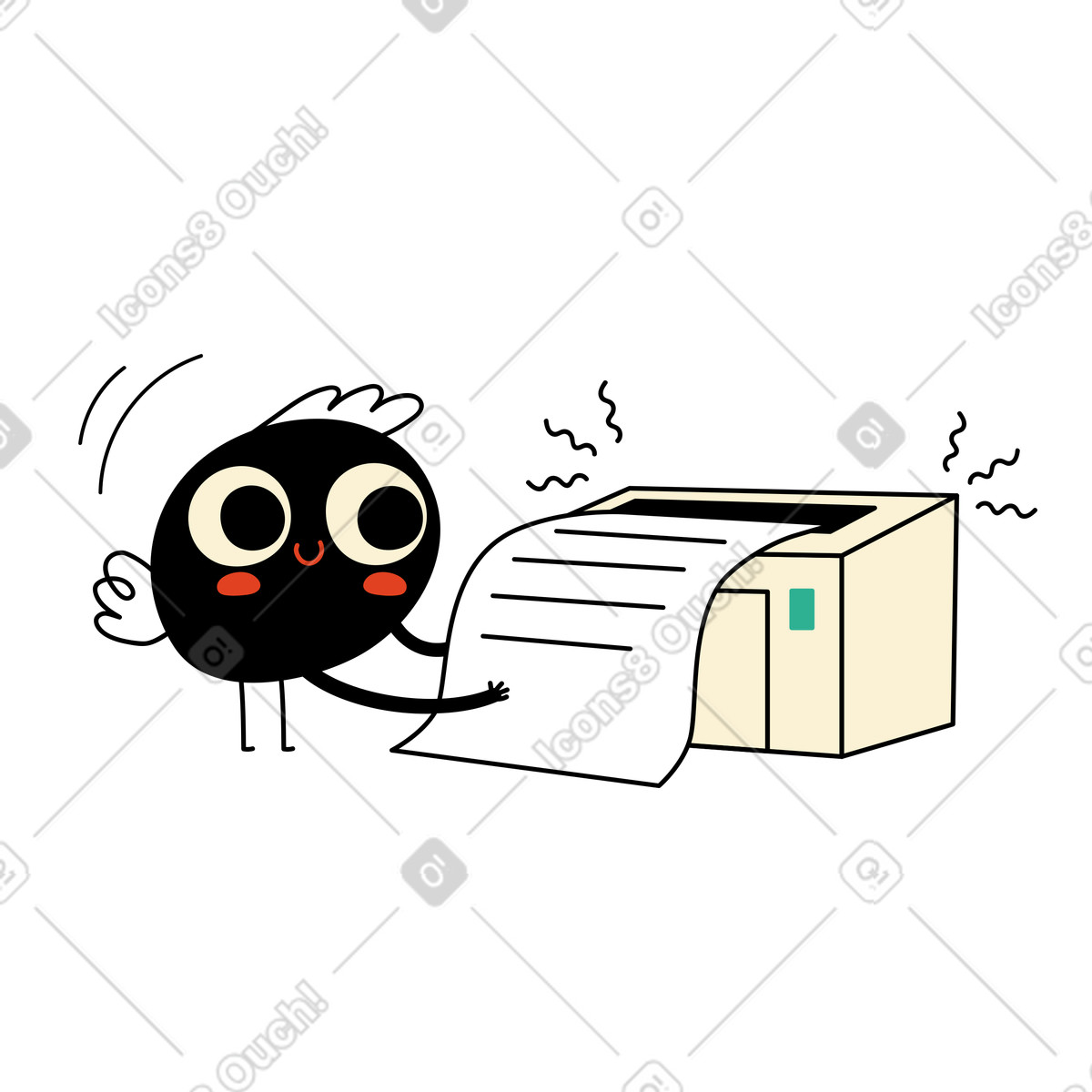 Ilustração de Personagem recebe um documento impresso em no estilo Jelly para baixar em PNG, SVG