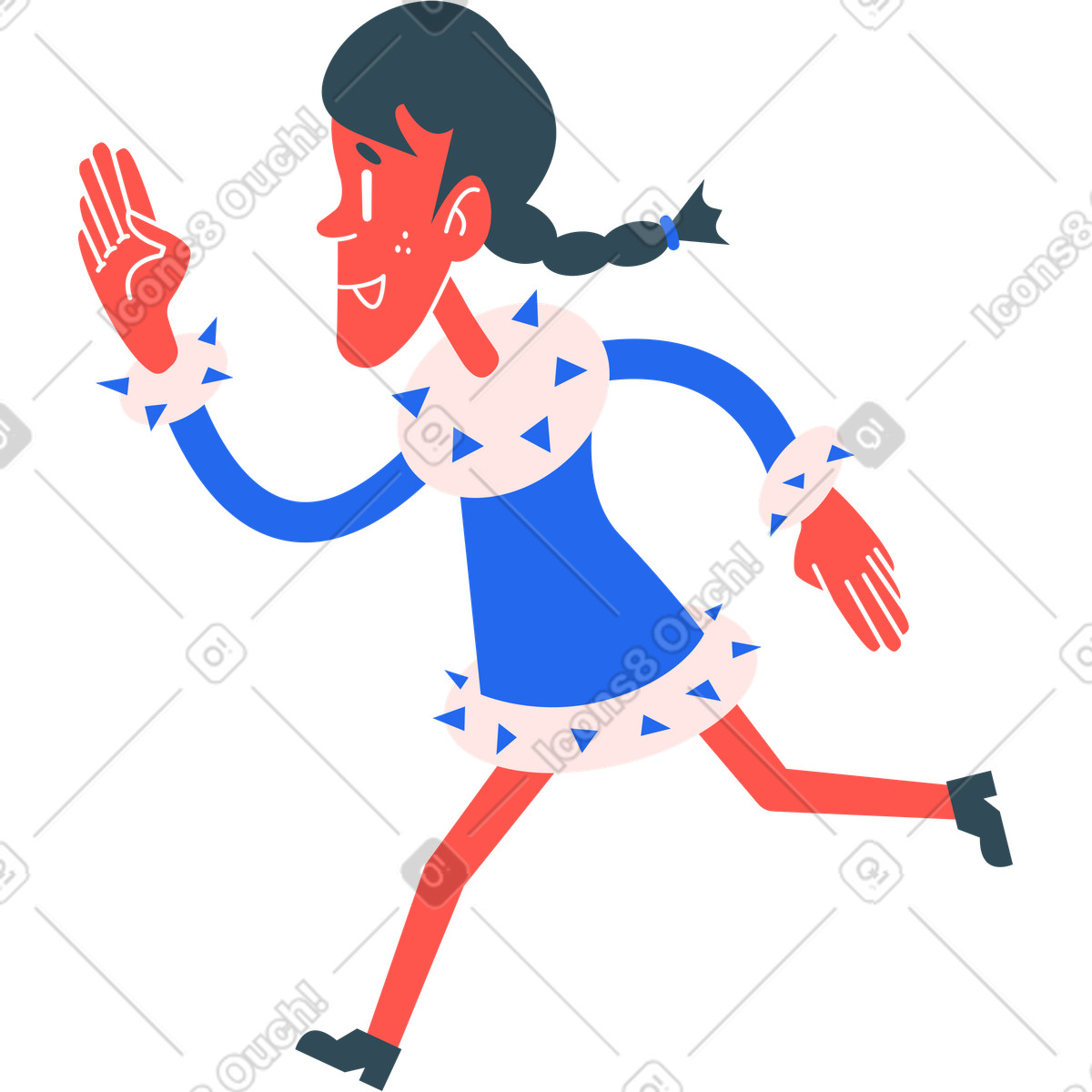 Girl running illustration in Kingdom style download in PNG, SVG