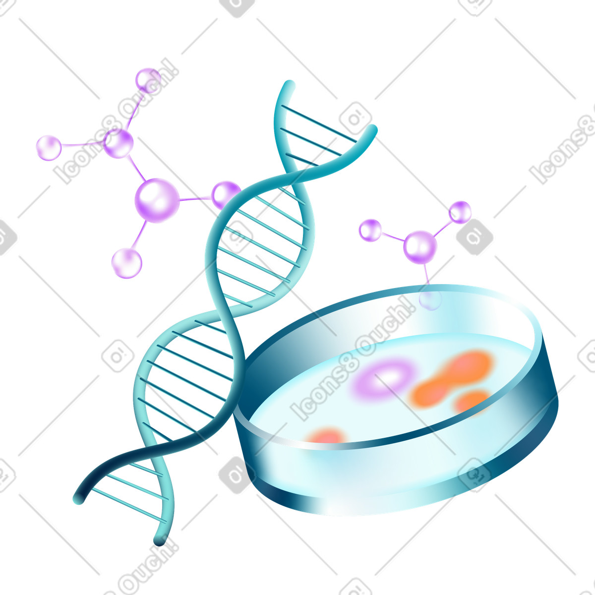 DNA sequencing and petri dish illustration in PNG, SVG