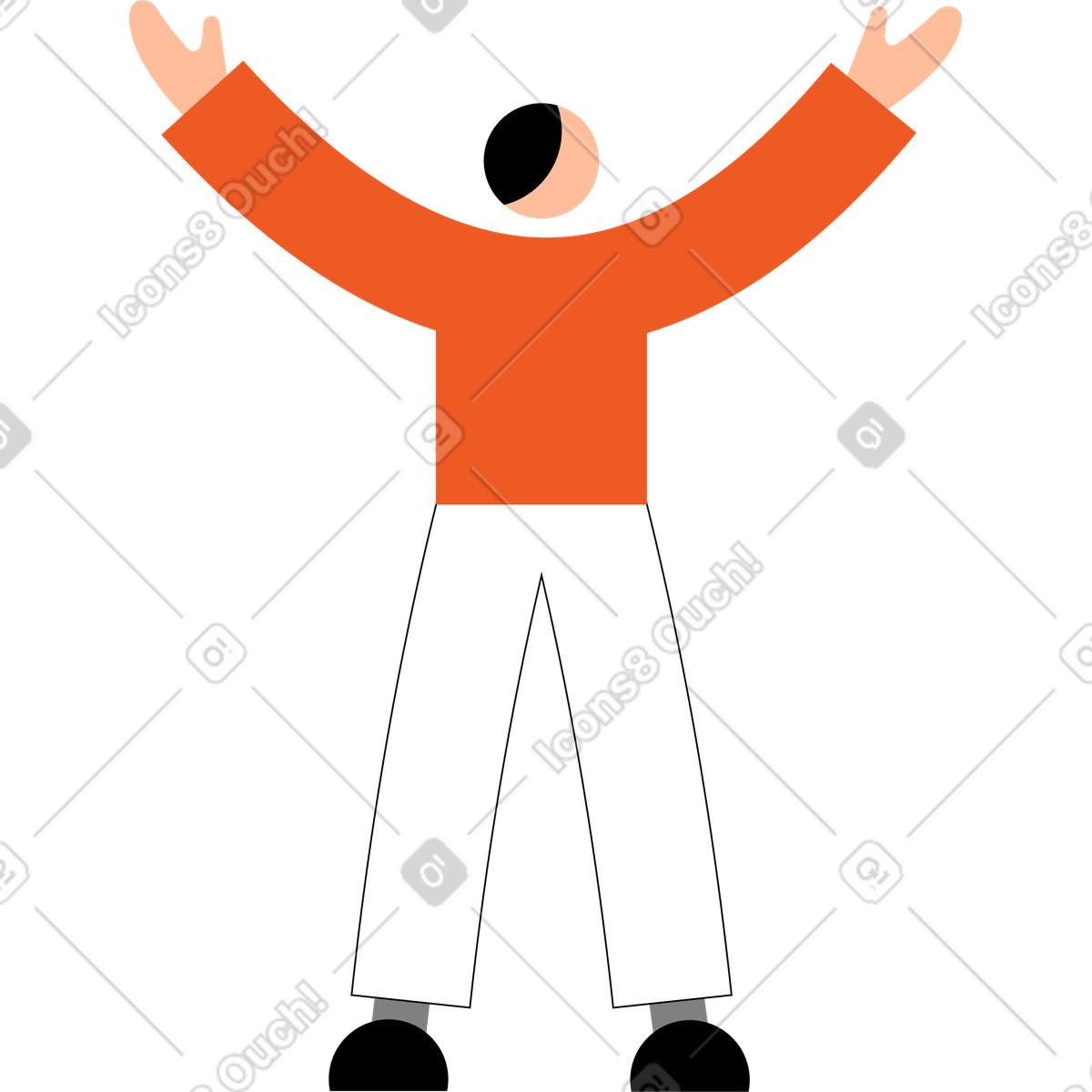 Young man raising hands illustration in Tiny style download in PNG, SVG