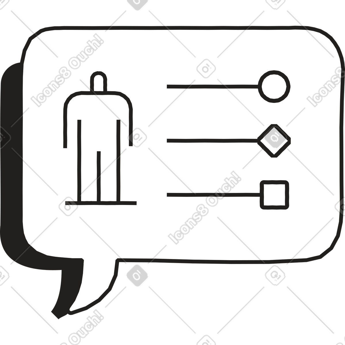 Sprechblase mit mann und text-Illustration im Dazzle Line-Stil als Download in PNG, SVG