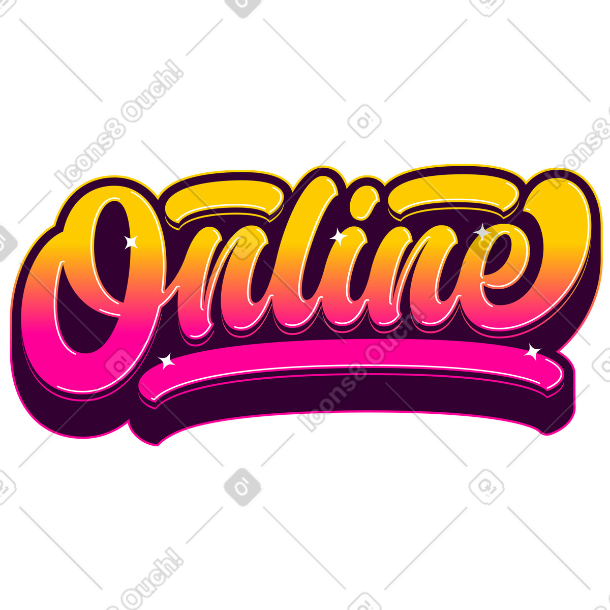 Ilustración Letras en línea con texto de sombra púrpura estilo Lettering a descargar PNG y SVG