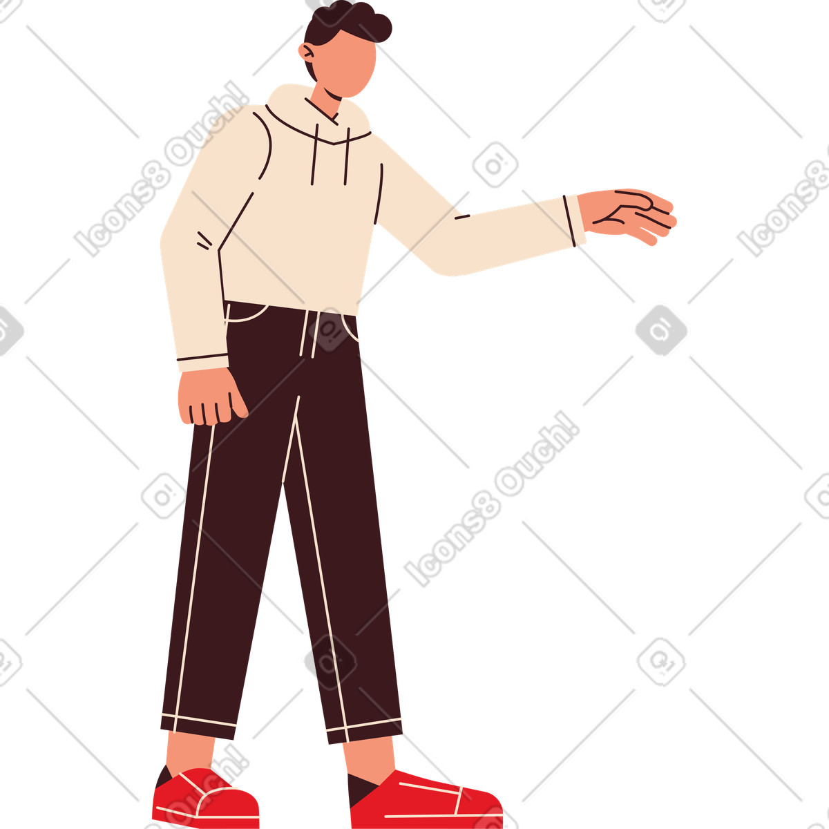Ilustração de Homem capuz branco em no estilo Folks para baixar em PNG, SVG