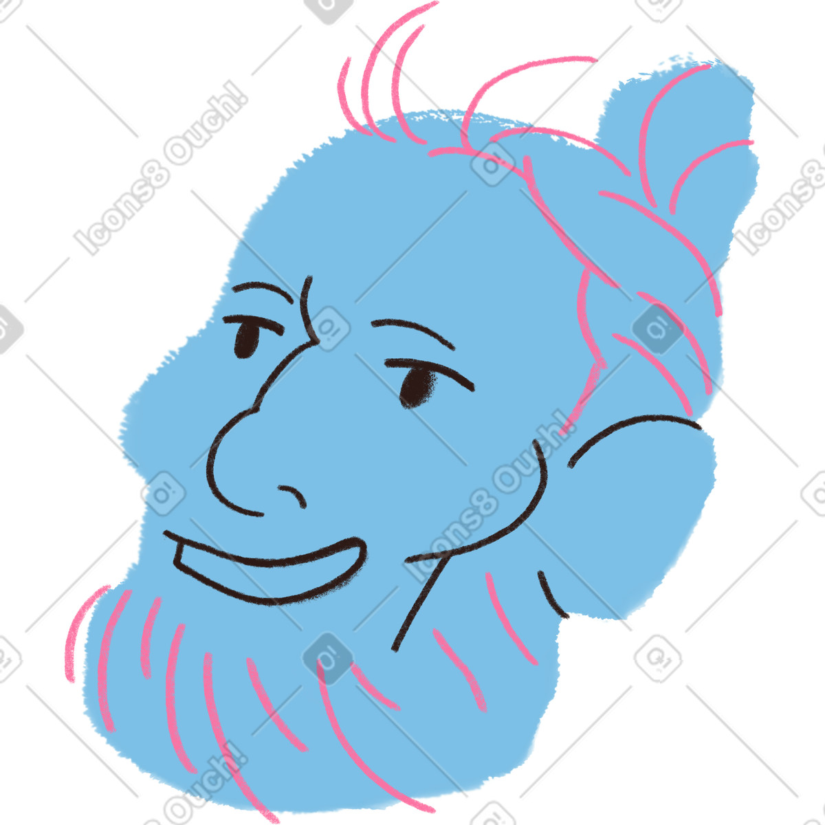 Grinning man-Illustration im Blobby-Stil als Download in PNG, SVG