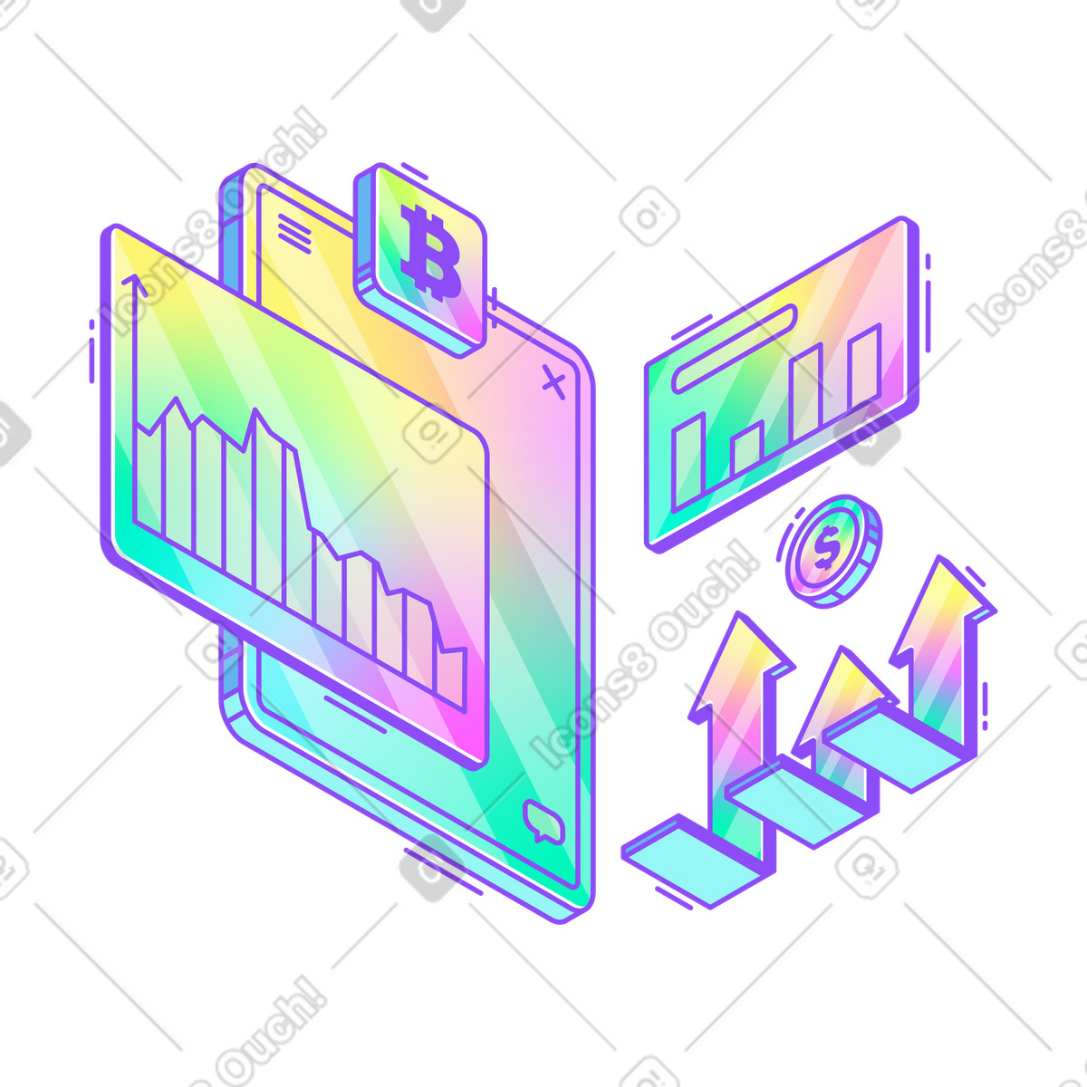 Interactive graphs for financial analysis illustration in PNG, SVG