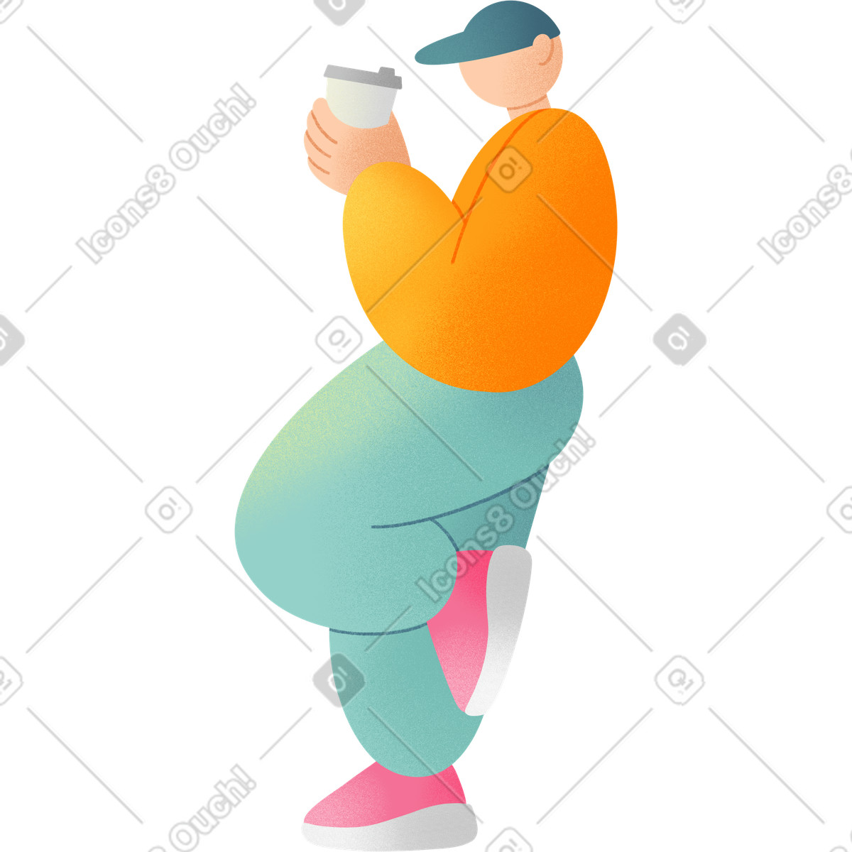Illustration Jeune homme debout et buvant dans le style Joy à télécharger aux formats PNG, SVG