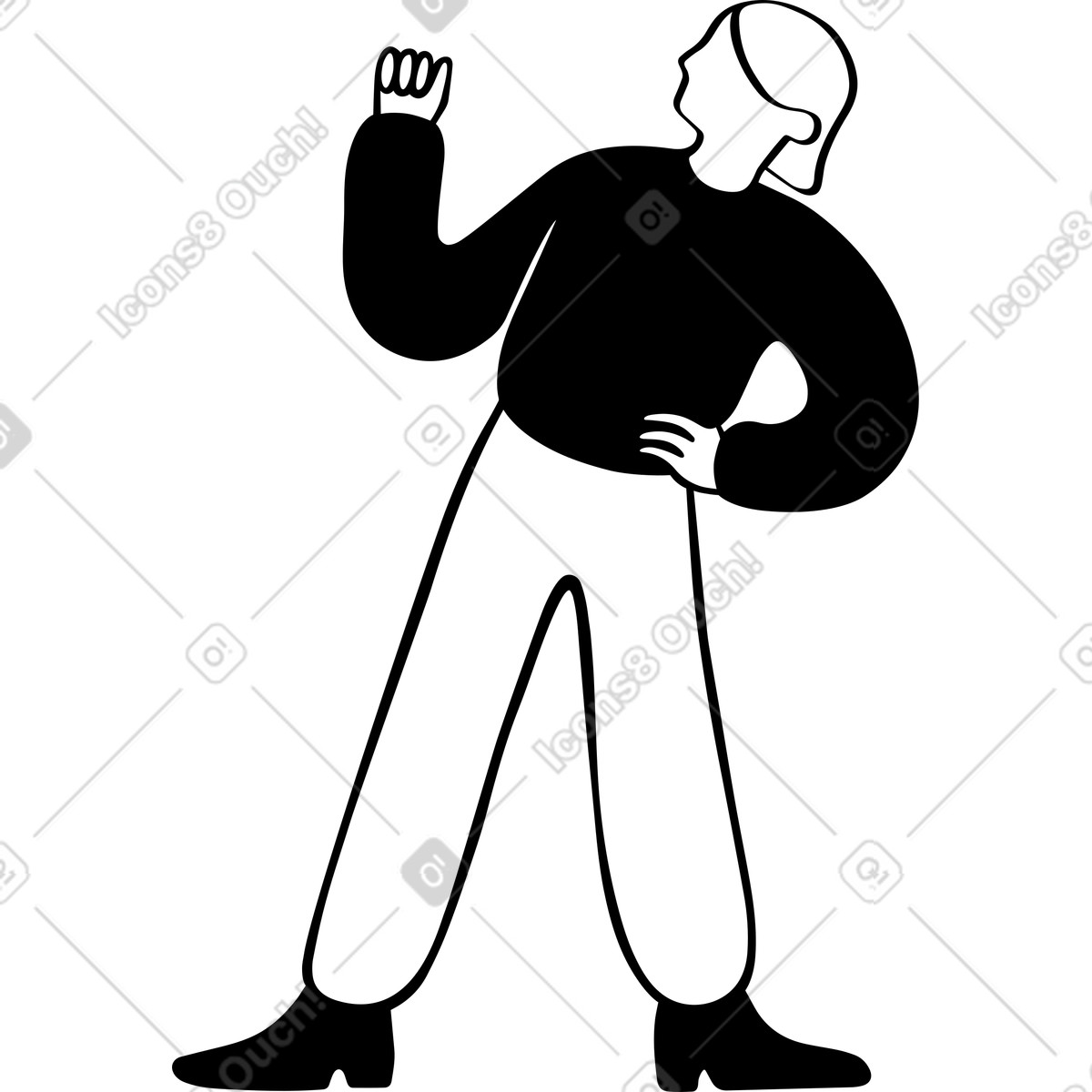 Woman looking up illustration in Journal style download in PNG, SVG