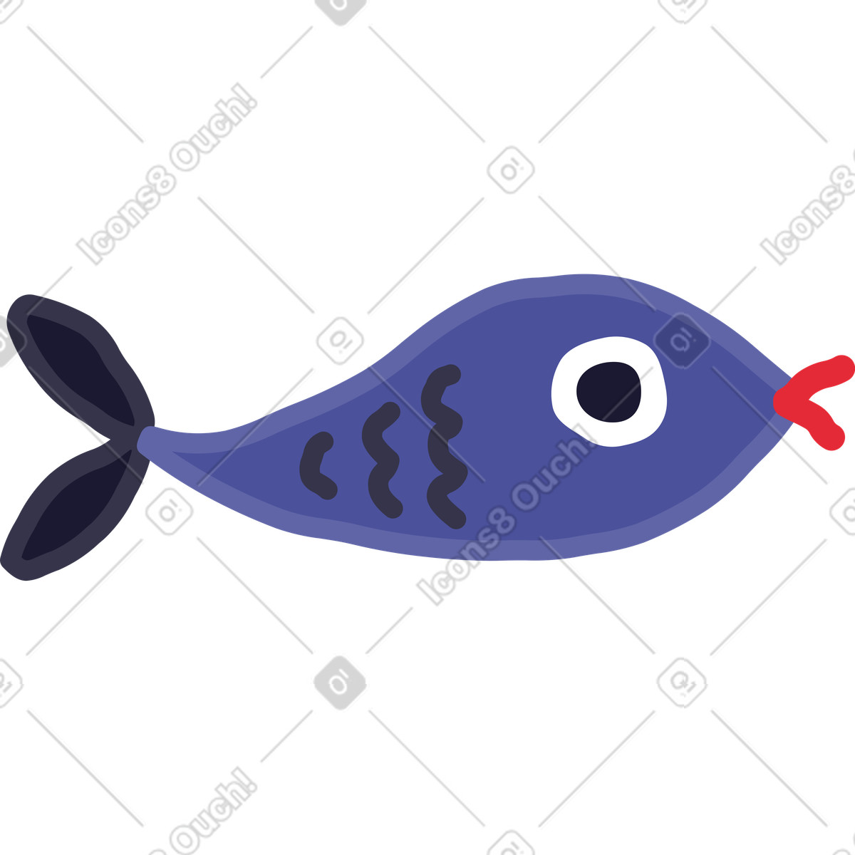Fisch-Illustration im Stripy-Stil als Download in PNG, SVG