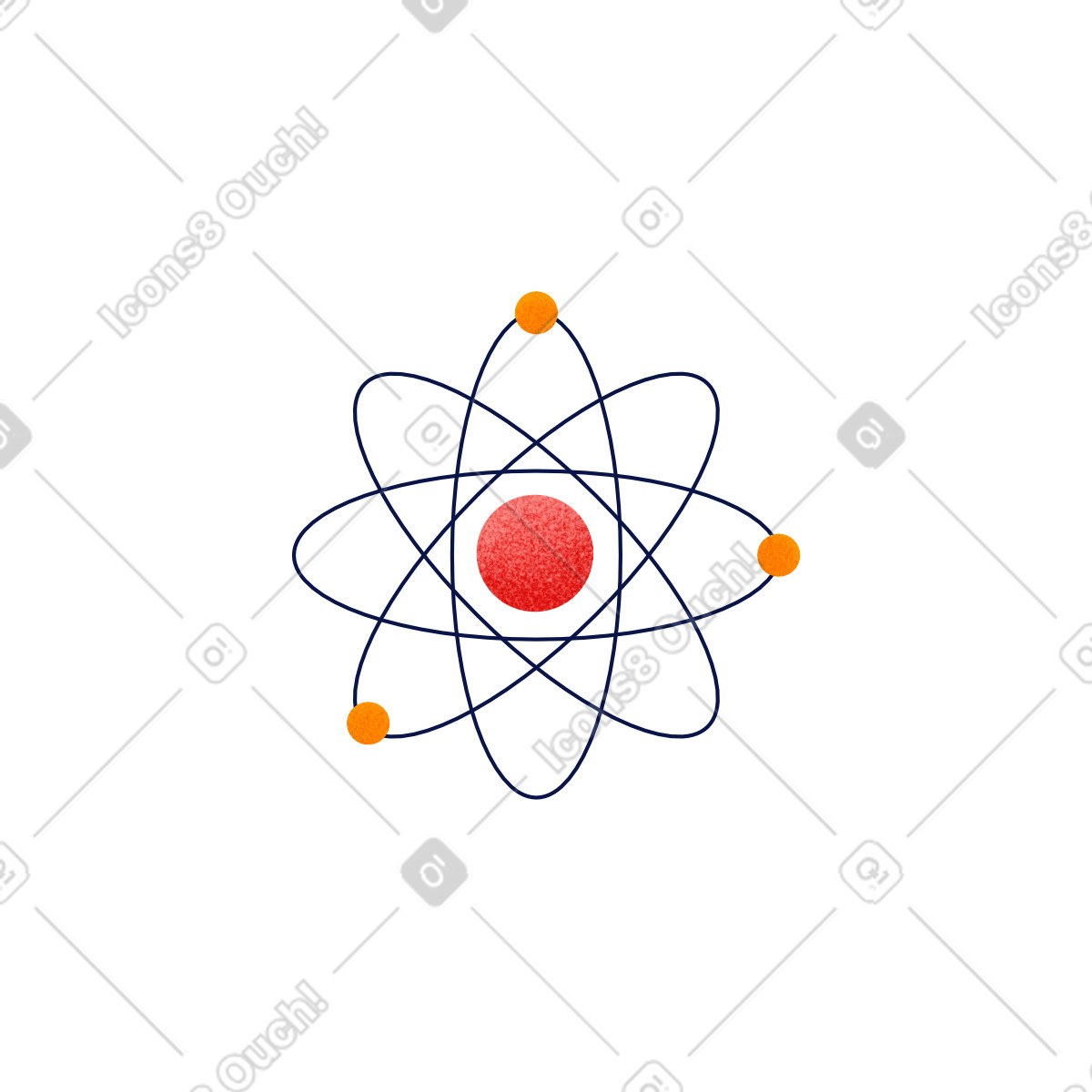 Atom with protons neurons and electrons illustration in PNG, SVG