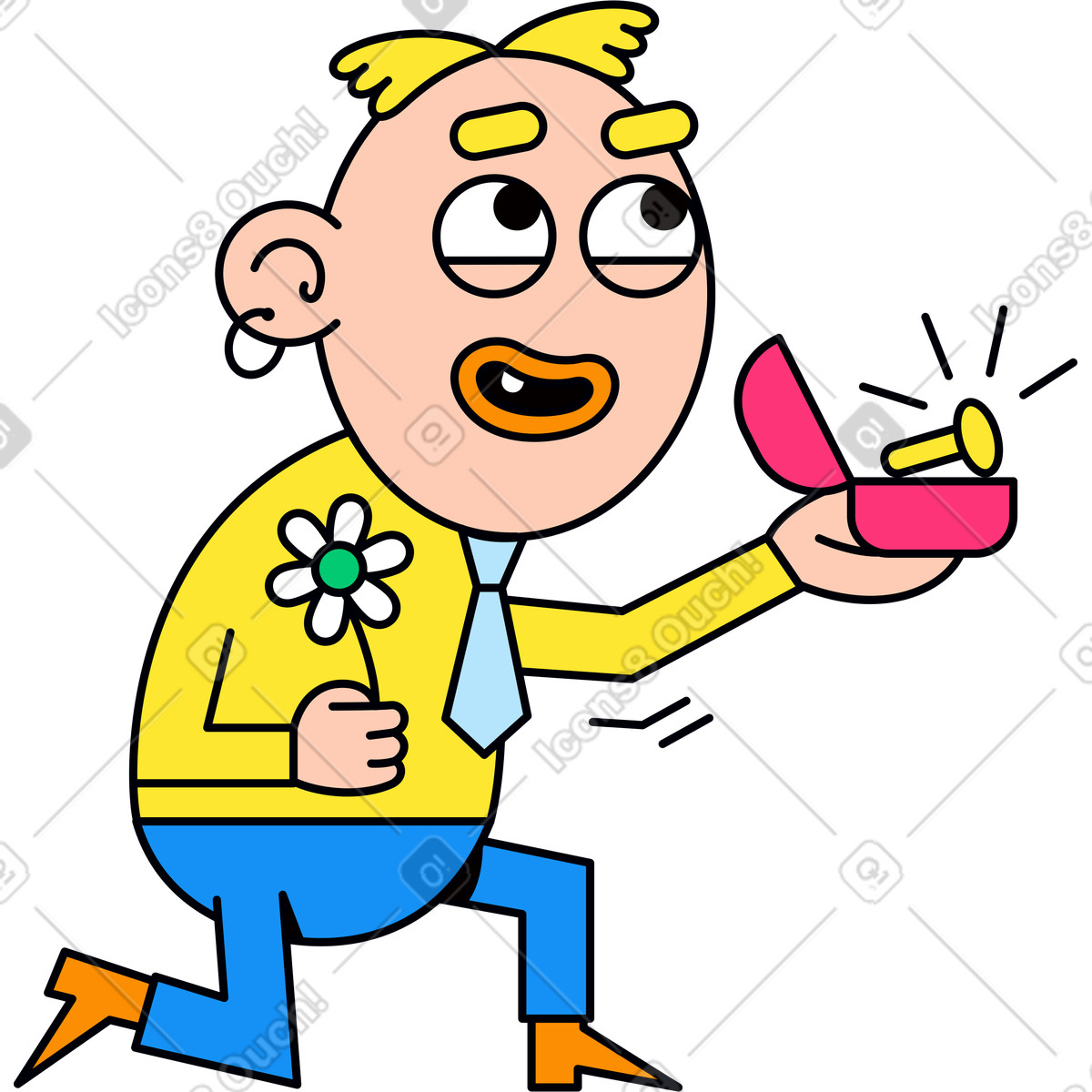 Mann ging mit einem ring in der hand auf ein knie-Illustration im Droll-Stil als Download PNG, SVG