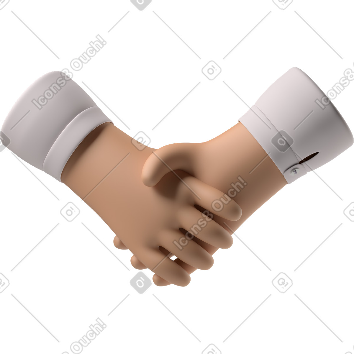 Stretta di mano delle mani con la pelle abbronzata illustrazione in stile 3D Hands Fun&Wild scarica in PNG, SVG