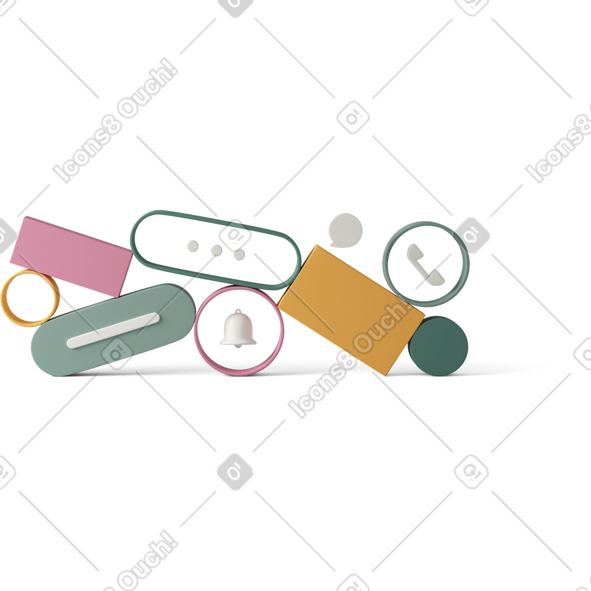 下载 3D Casual life 风格的 Colourful geometric shapes 插画，支持 PNG、SVG 格式