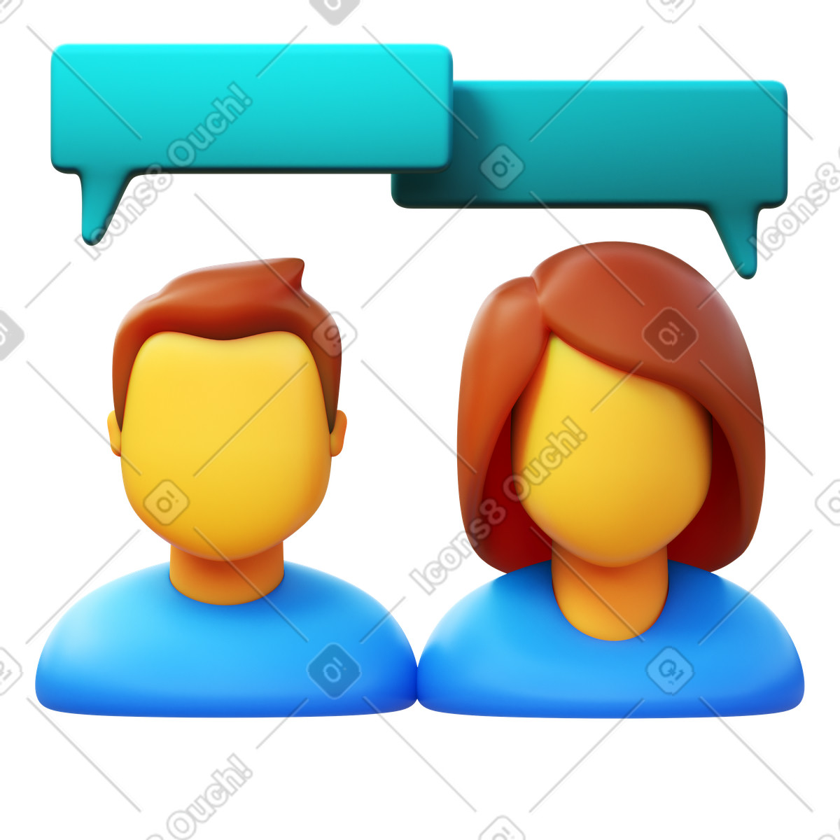 3D Fluency スタイルの Collaboration female male のイラストをPNG、SVG形式でダウンロード