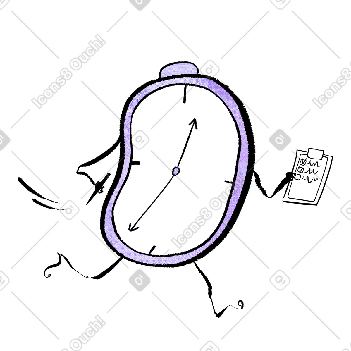Orologio in esecuzione con l'elenco delle cose da fare illustrazione stile Doobry scarica PNG, SVG