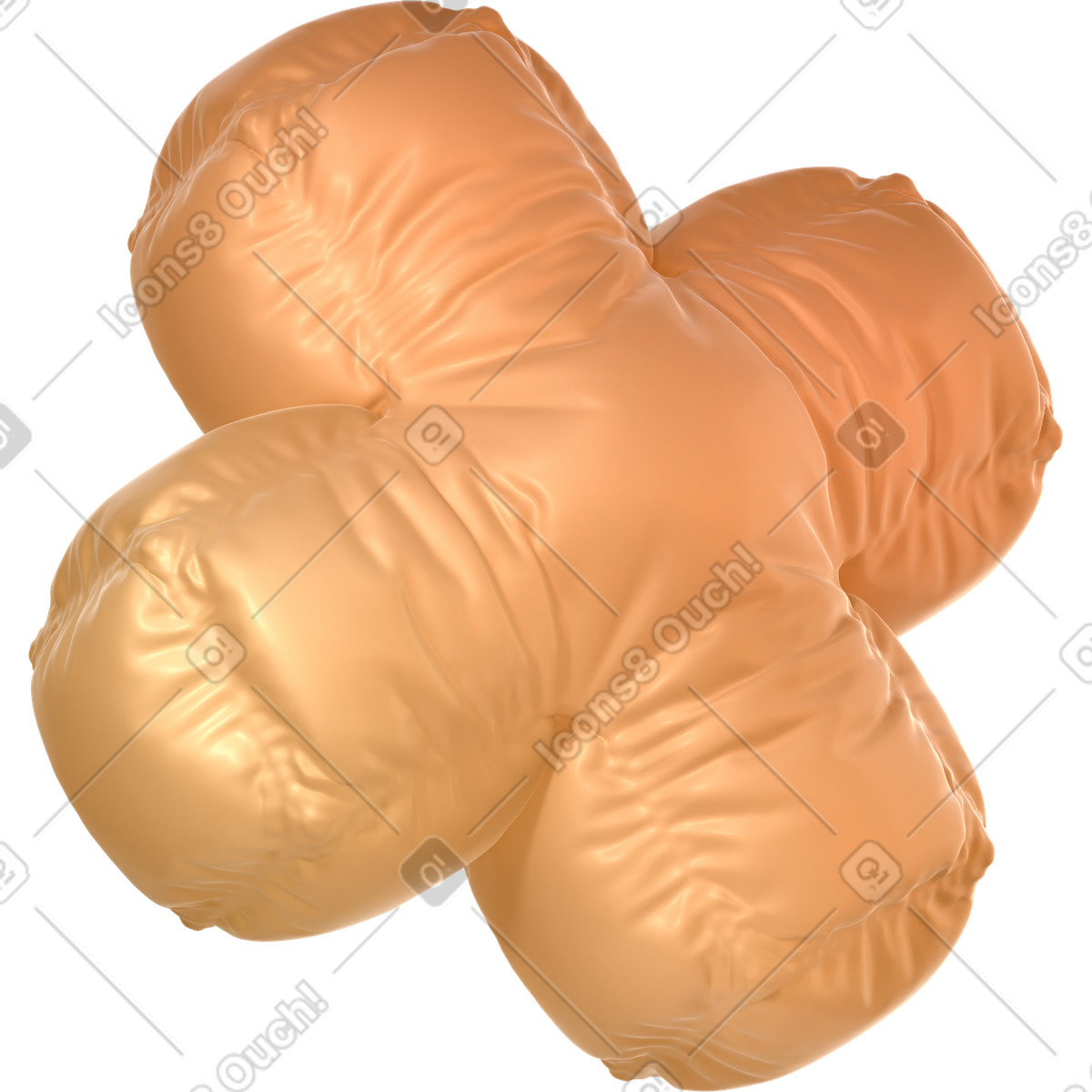 Ilustração de Figura abstrata cruz inflada em no estilo 3D Glassy para baixar em PNG, SVG
